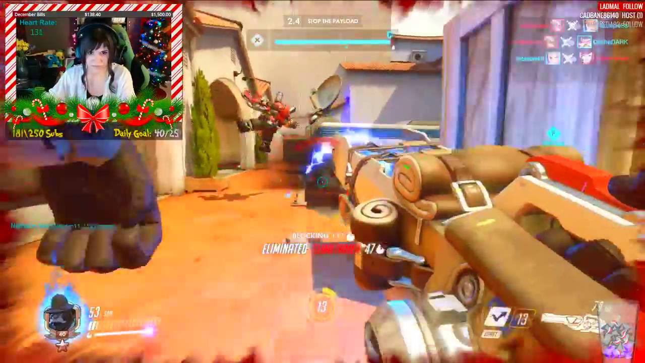Reesetapher playing Overwatch @Twitch with pulsoid heart rate widget