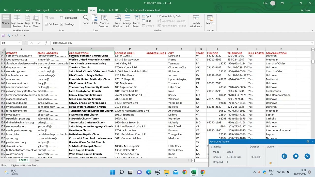 Email Mailing Address List of Churches in the USA, A Database and Directory