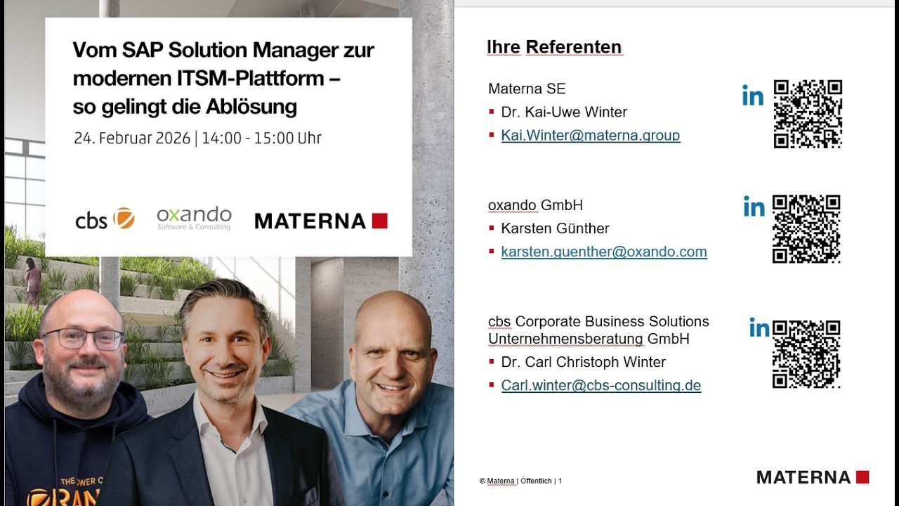 Webcast 'Vom SAP Solution Manager zur modernen ITSM Plattform – so gelingt die Ablösung'
