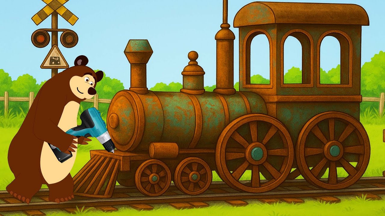 The Bear's Big Garage: Fixing the Old Steam Train! 🚂🐻 | Vehicles Animation