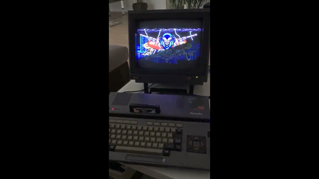 MSX Setup completed! Philips VS0080 monitor playing Aleste Gaiden menu music