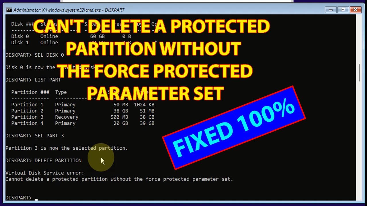 Can't Delete a Protected Partition Without the Force Protected Parameter Set | Fixed 100%