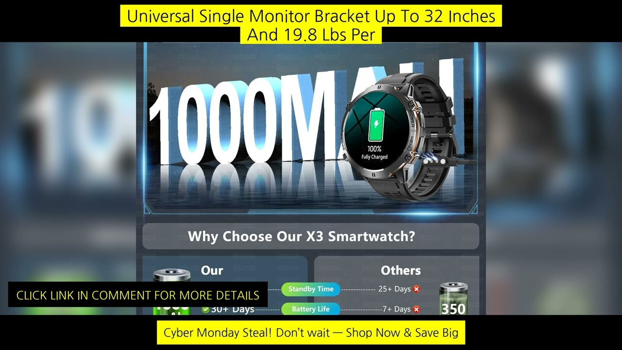 T-Rex 3 Military Grade 1000Mah Battery Smart Watch 10Atm Waterproof Gps