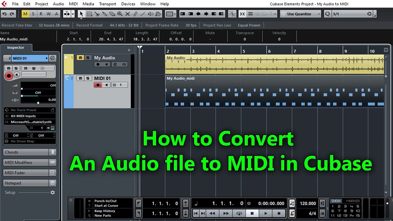 How to Convert an Audio file to MIDI in Cubase