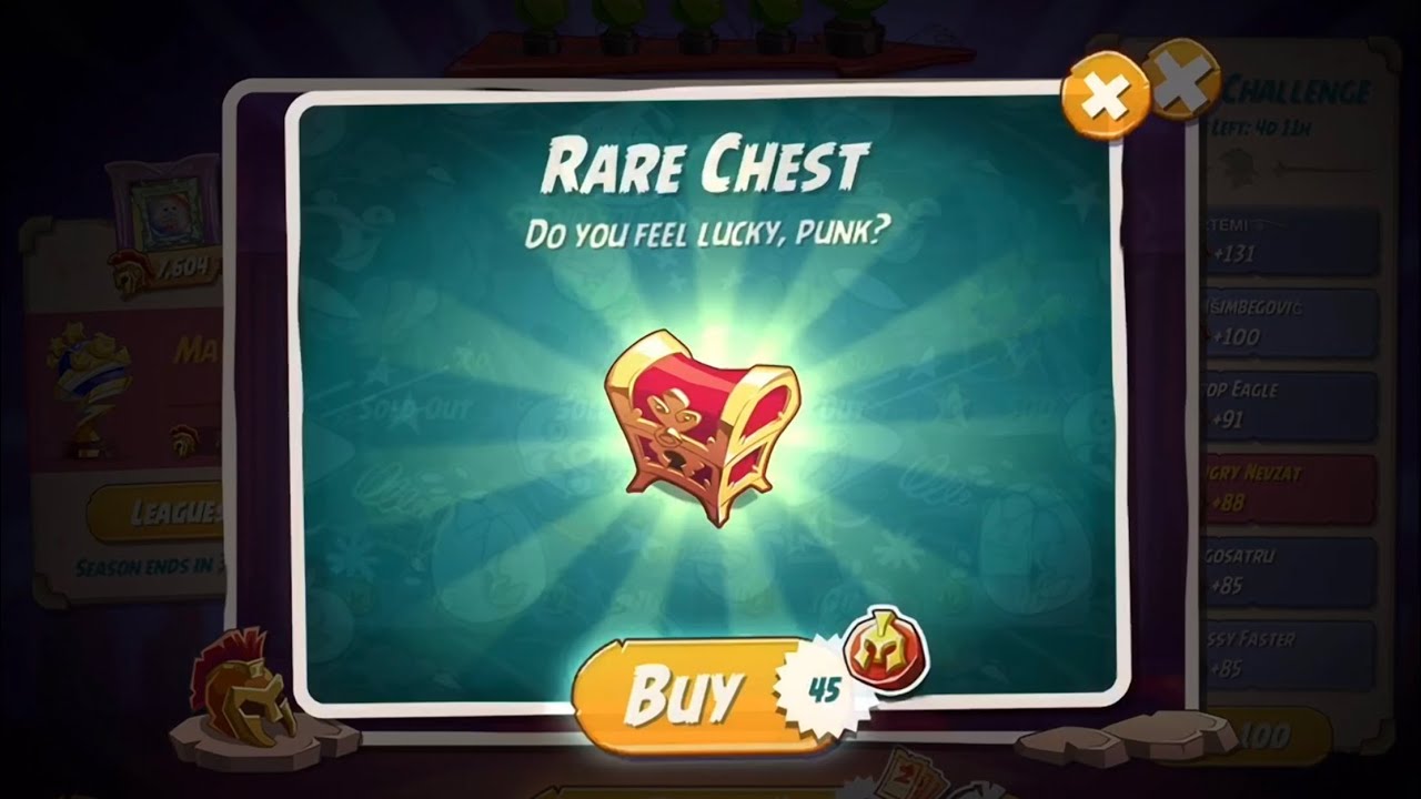 Arena Shop - Opening 40 Rare Chests on Feather Frenzy day - Angry Birds 2