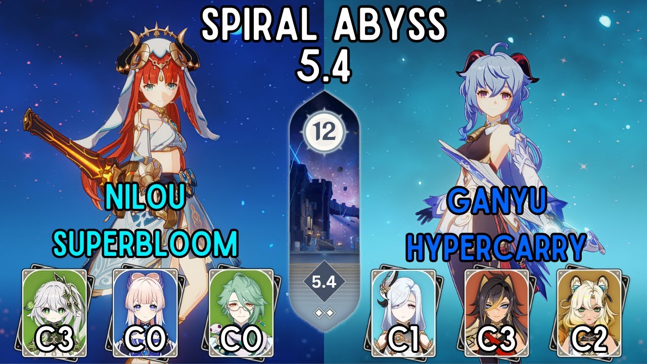 Nilou Superbloom & Ganyu Hypercarry | Spiral Abyss 5.4 | Genshin Impact