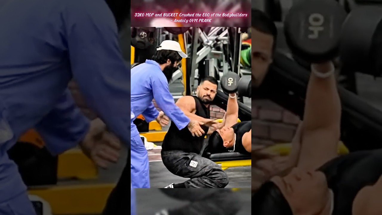 32KG MOP and BUCKET Crushed the EGO of the Bodybuilders #funny #gym #trending #comedy #trend