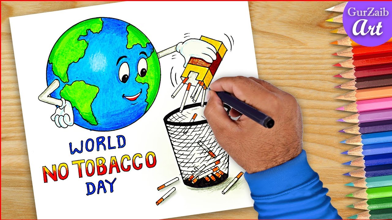 World no tobacco day poster drawing 🚭 Anti tobacco day chart project easy 🚬