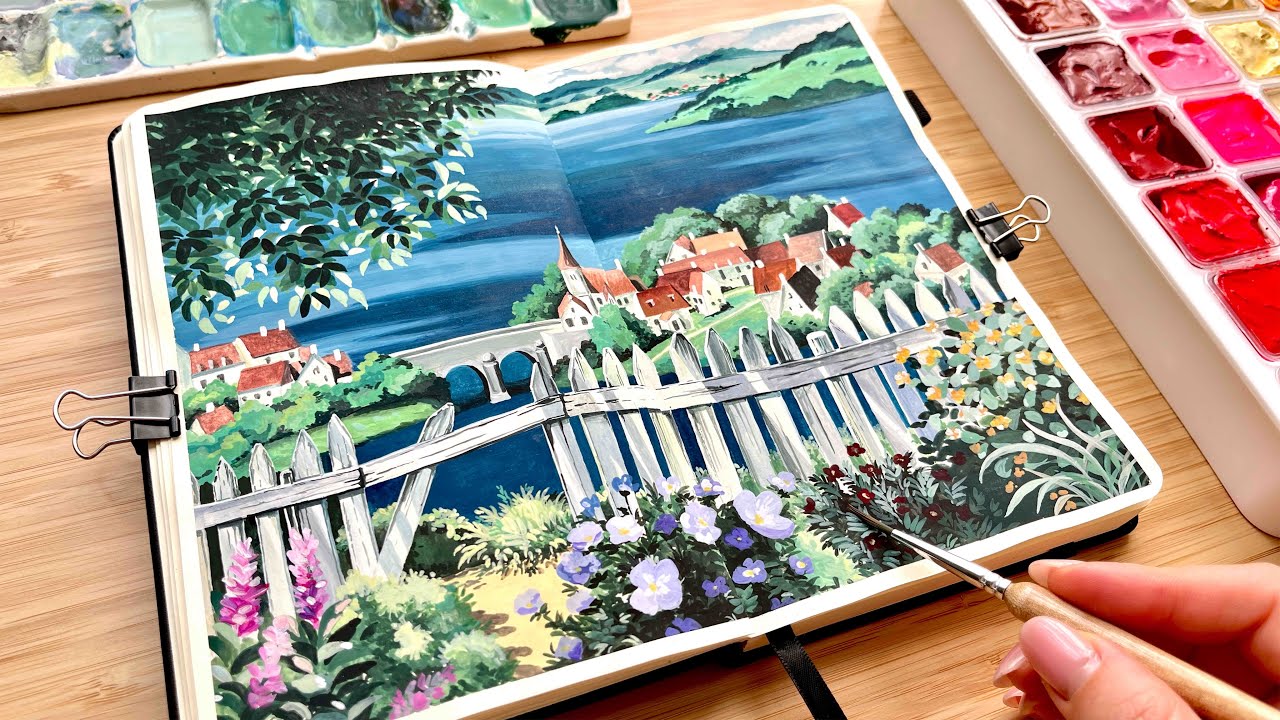 Studio Ghibli Landscape Painting/ Miya Jelly Gouache Unboxing🎨