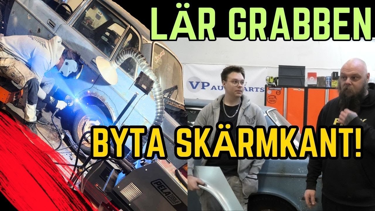Lär grabben byta skärmkant på Volvo 240 -1979 (4K)