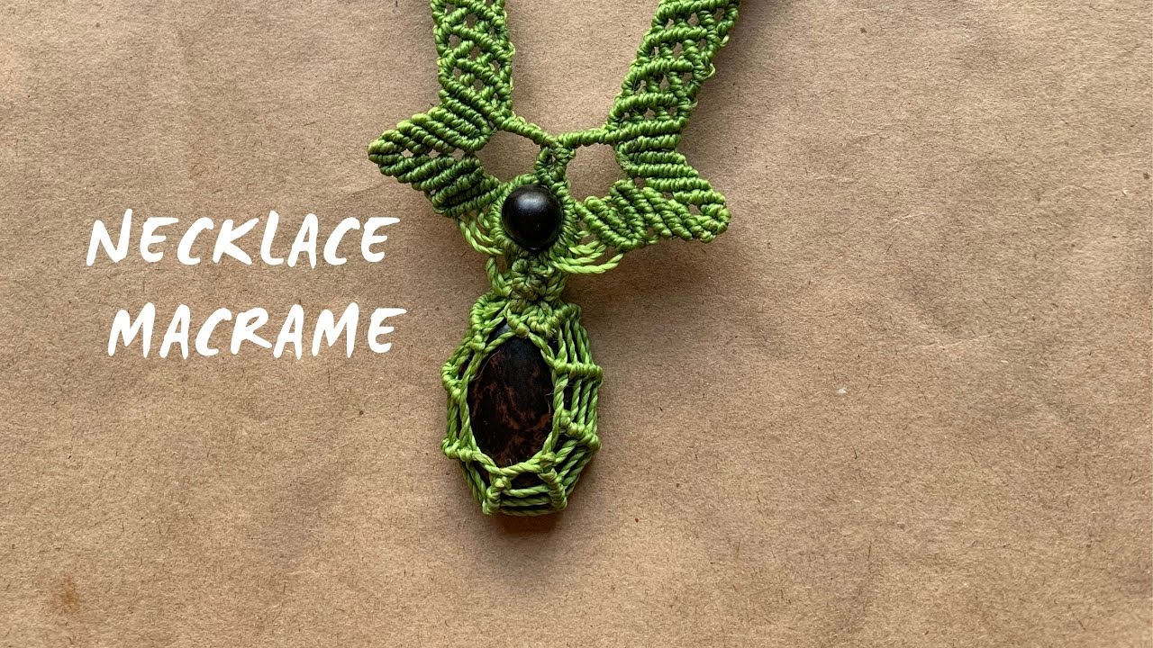 Macrame necklace tutorial with stone