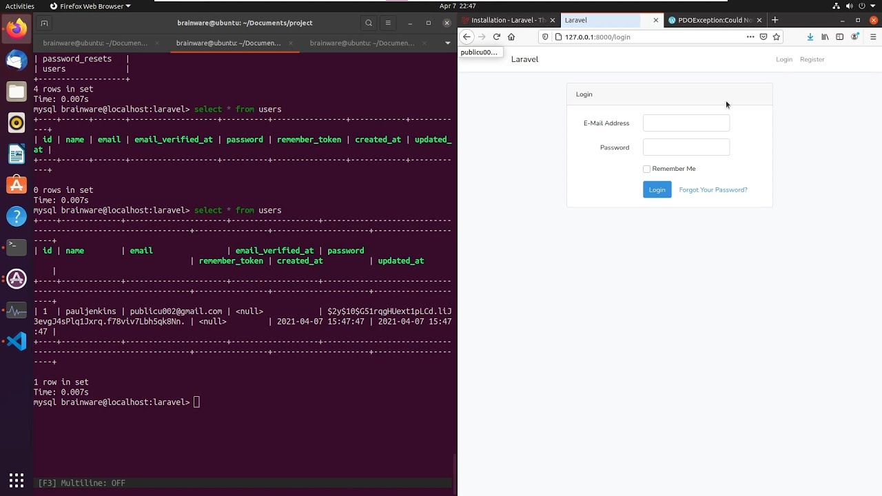 Laravel Installation on Ubuntu 20.10 Virtual Machine