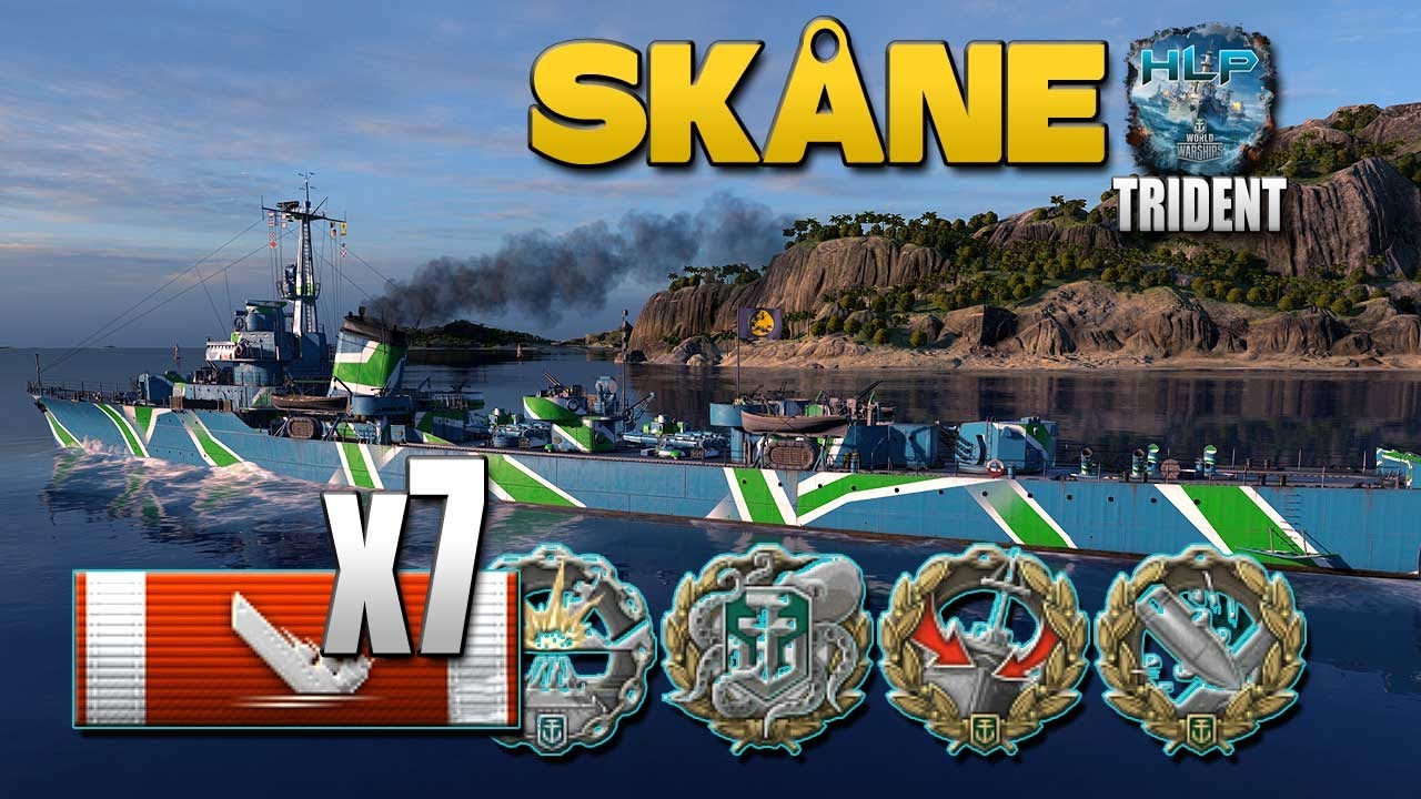 Destroyer Skåne on map Trident - World of Warships