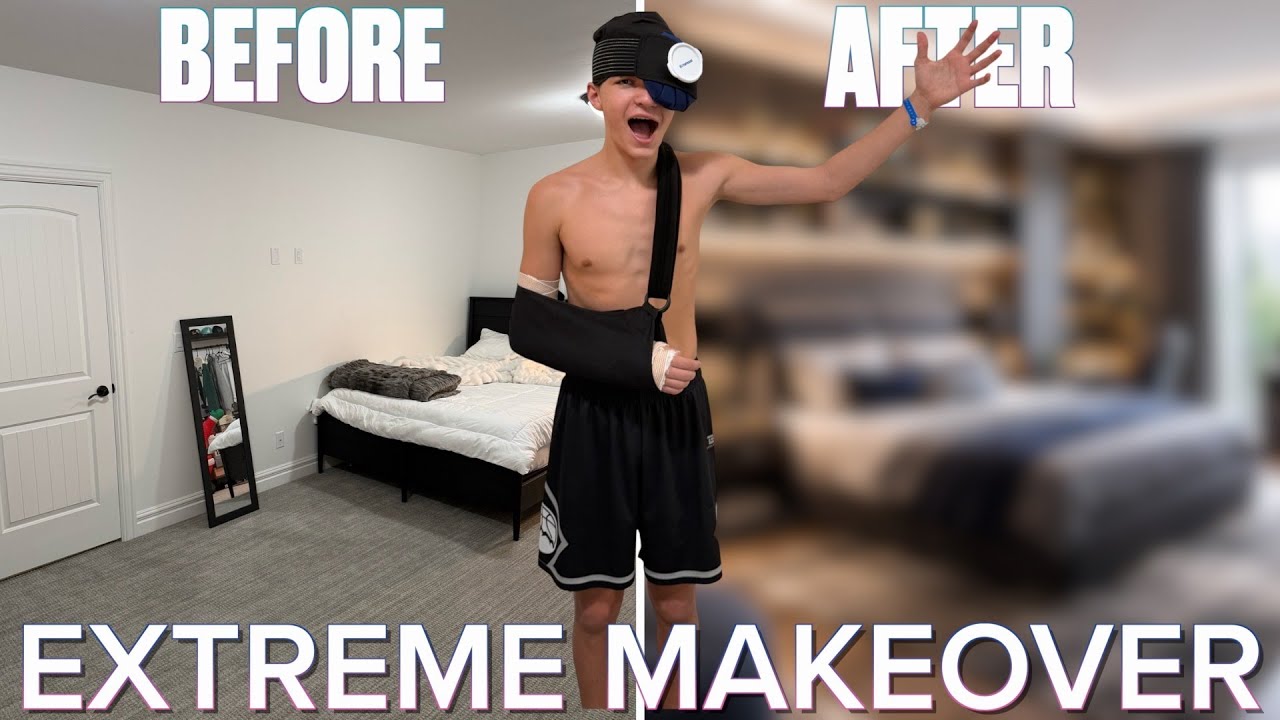MY BROTHER BROKE HIS ARM AND HAD EYE SURGERY SO I REMODELED HIS ENTIRE ROOM!!