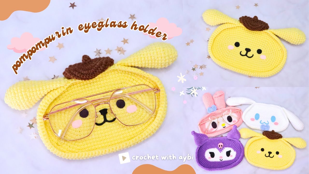 Pompompurin Glasses Holder Crochet Pattern | Free Pattern & Tutorial | Sanrio Crochet #crochet #diy