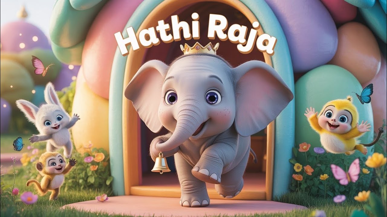 Hathi Raja Ghanti Song | Cute Baby Elephant 3D Nursery Rhyme | Happy Garden Tunes