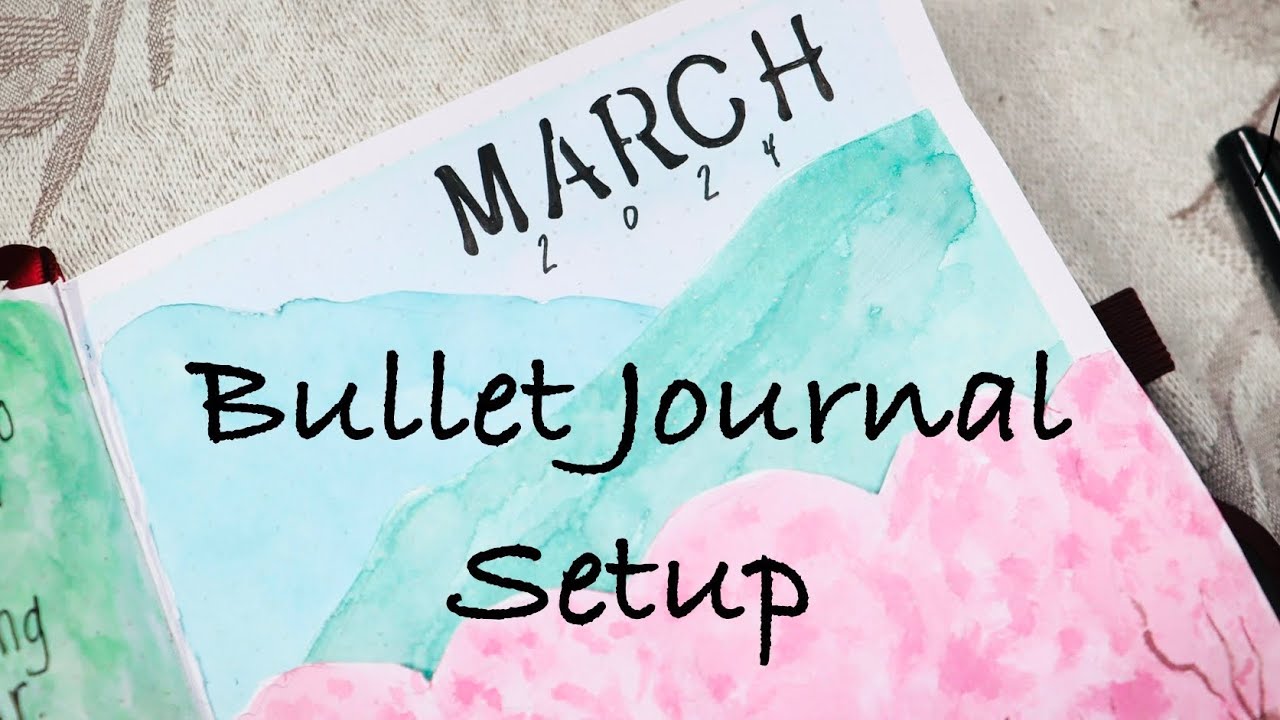 Multi-layered landscape BUJO setup for March 2024 #art #bulletjournal #dailyjournal #bujo #asmr