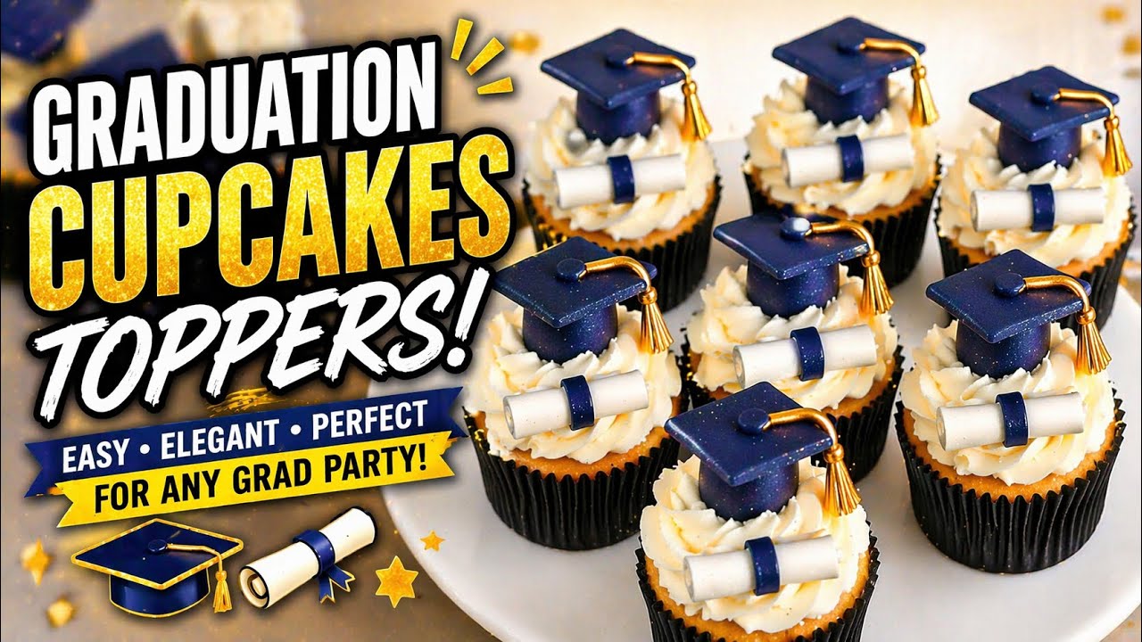 GRADUATION CAPS  & DIPLOMA TOPPERS | CUPCAKES TOPPERS | TUTORIAL | GRISELLE'S CAKES