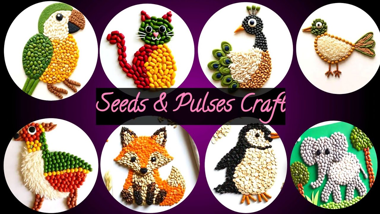 Attarctive Seed Craft | Seed work | Grain Art | Seeds Craft Ideas | Pulses Drawing | Seed Mosaicart 