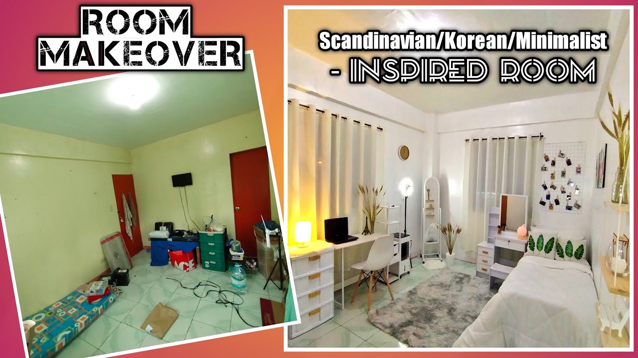 SMALL BEDROOM MAKEOVER (Scandinavian/Minimalist/Korean Aesthetic - Inspired Room) | (1080pHD)