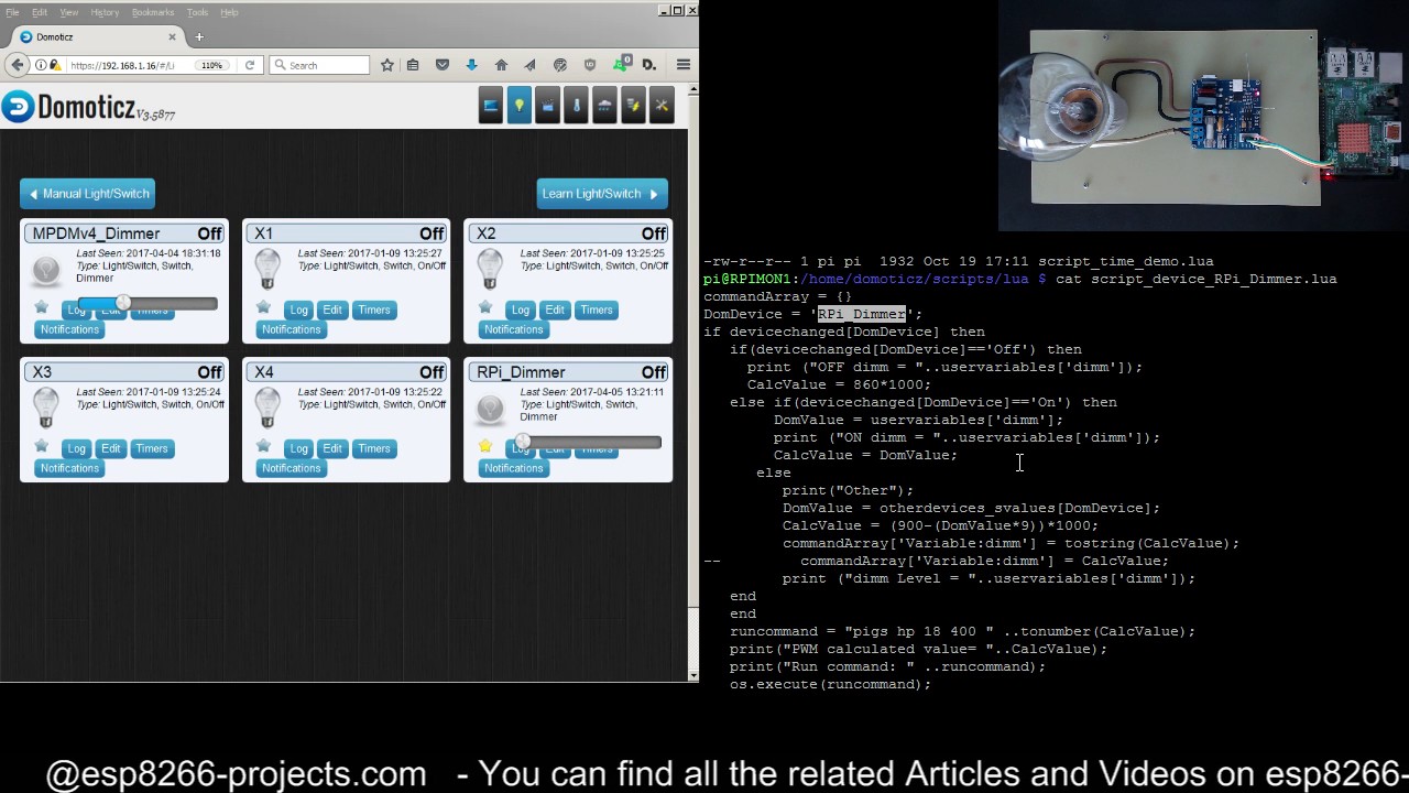 Raspberry PI + Domoticz + MPDMv4 AC Dimmer - Part2