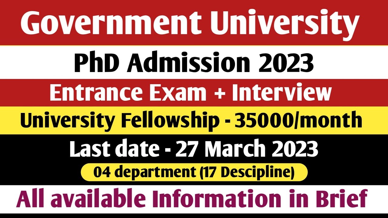 PhD New Notification 2023 | State Government University | PhD Admission 2023