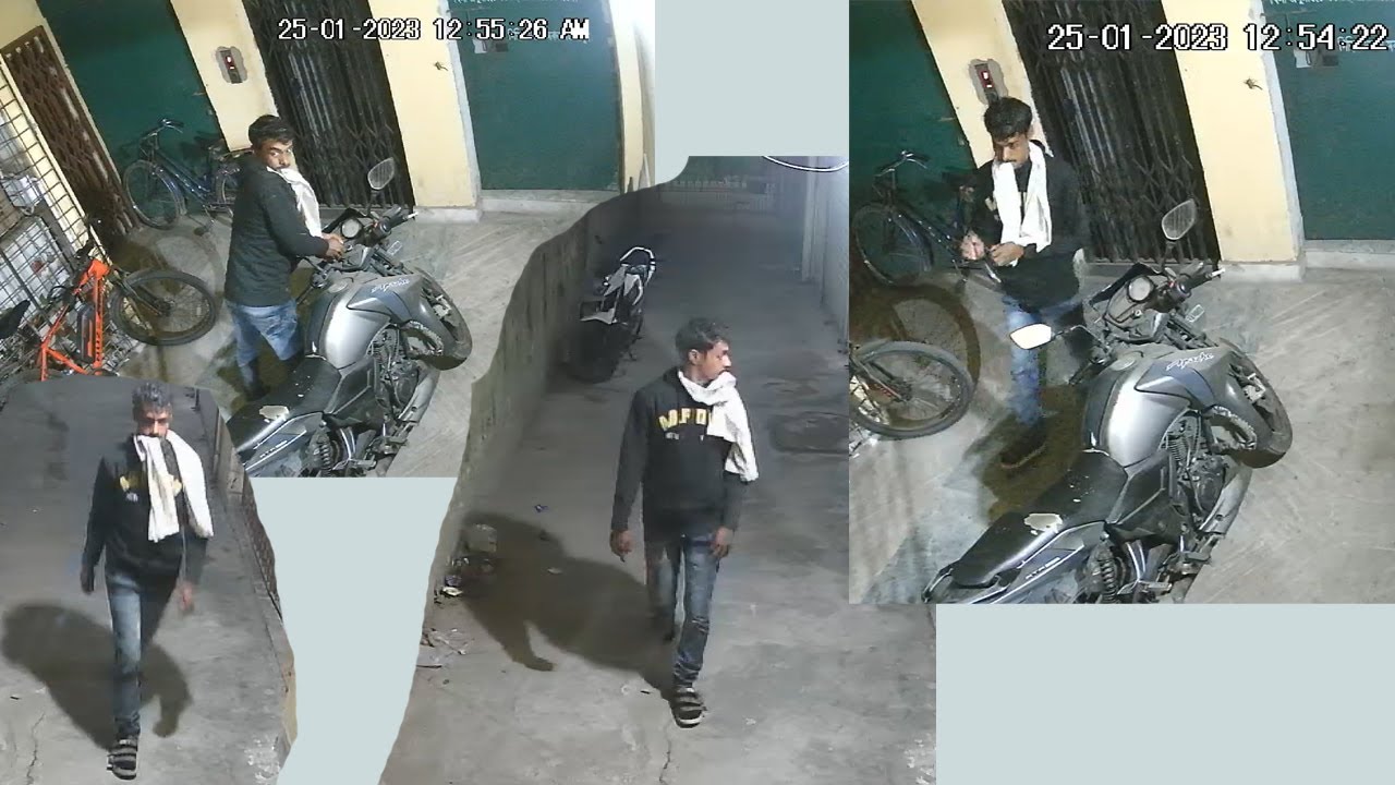 Ramkrishna Apartment Barasat Bike Theft Caught on CCTV Footage Dated 25.01.2023 at 12.54am - 12.59am