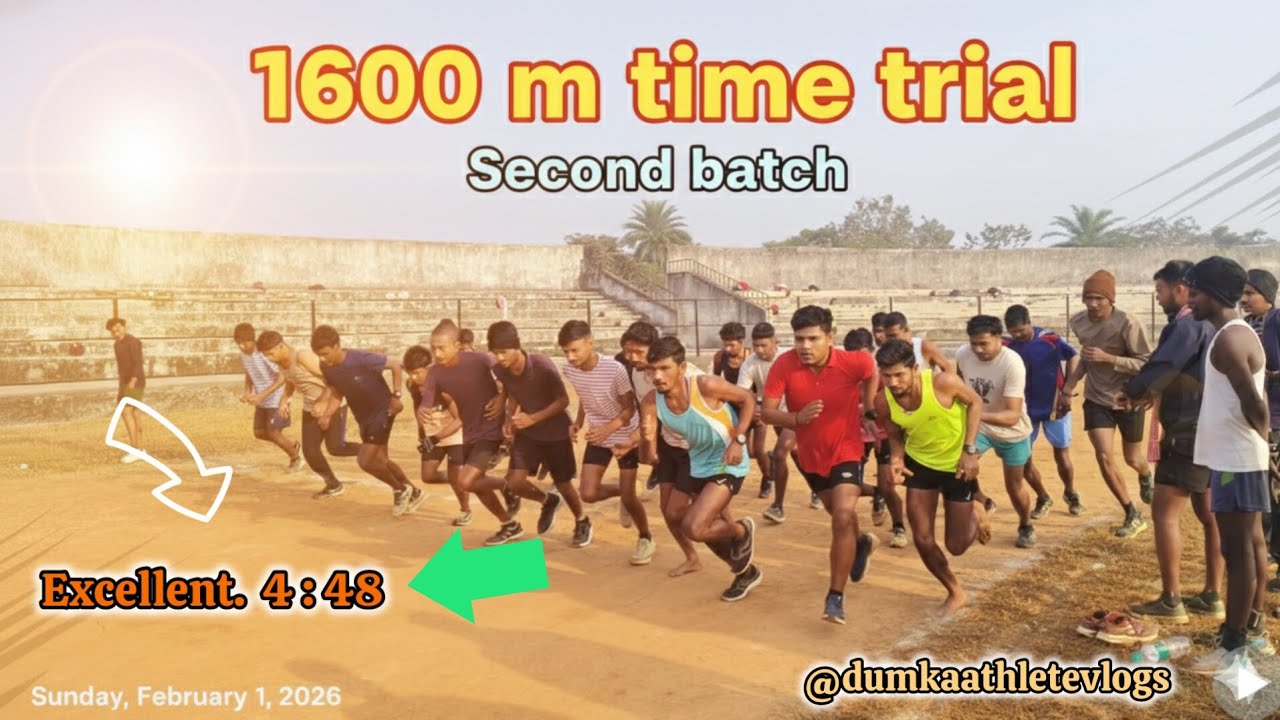 1600 m time trial ‼️ दुमका होमगार्ड ‼️01 feb 2026‼️#dumkahomeguard #1600m #1600metertimetriel 🏃🏃