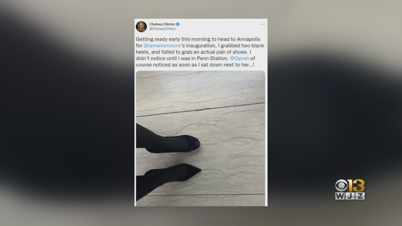 Chelsea Clinton wore mismatched heels to Wes Moore's inauguration, and Oprah noticed immediately
