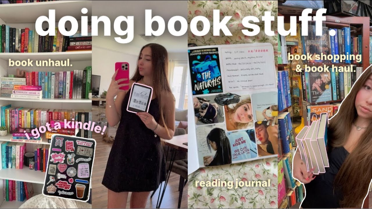 doing book stuff 💐🩷 book shopping, kindle unboxing, reading journal, book unhaul & more!