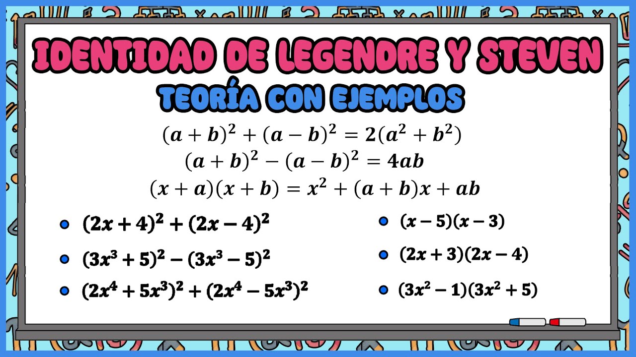 Identidad de Legendre e Identidad de Steven de Productos Notables, teoría y ejemplos explicados