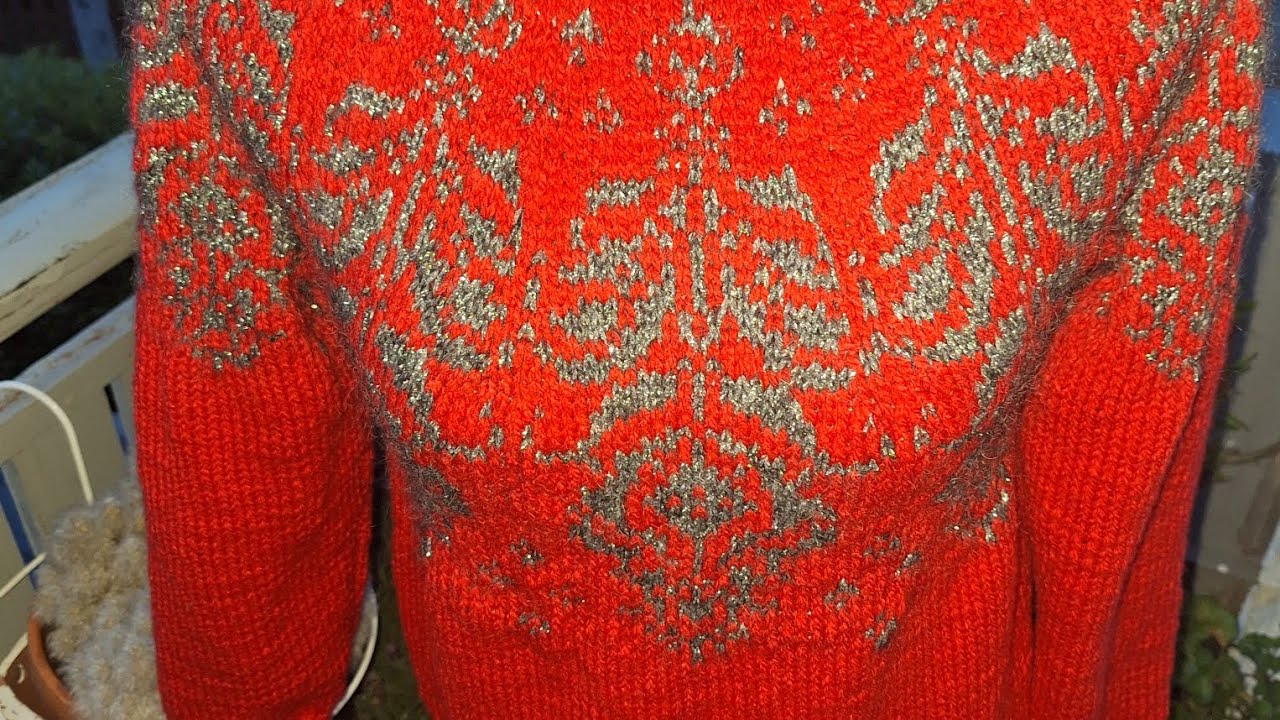 #stricken #pullover mit #rundpasse und #jaquard (Anleitung f&uuml;r Anf&auml;nger) Rosen im Schnee