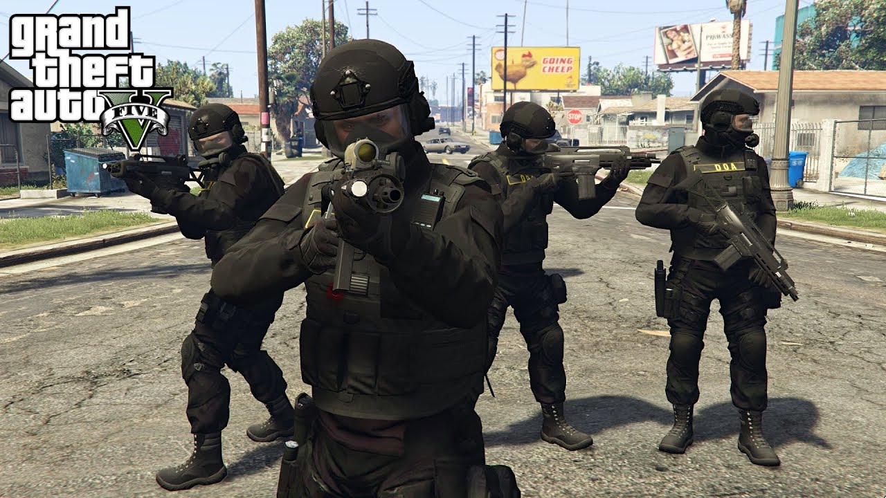 SWAT TEAM Cleans Up Grove Street Gangs in GTA 5!