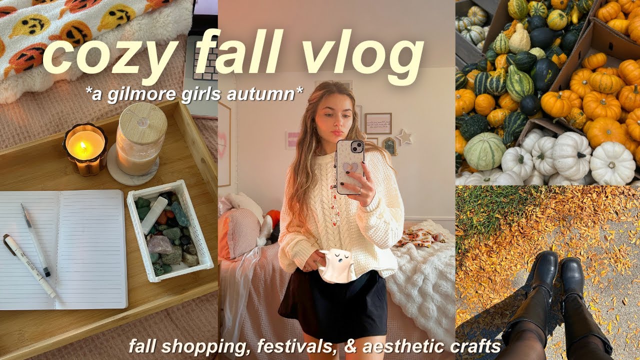 COZY FALL VLOG 📚🍂 gilmore girls autumn, drive-in movie, & crafts