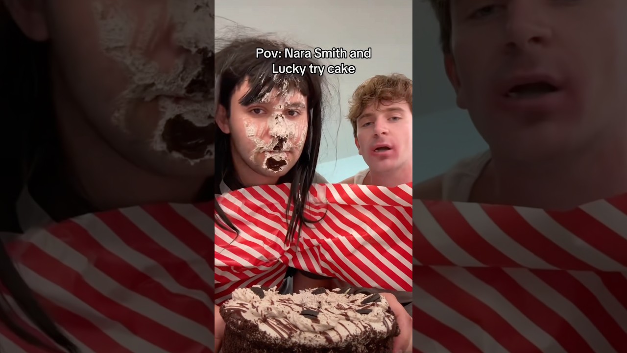 Nara Smith and Lucky try cake🤣 SUBSCRIBE TO REPOSTQUEEN FOR MORE CONTENT🎥📩 #funny #meme #shorts