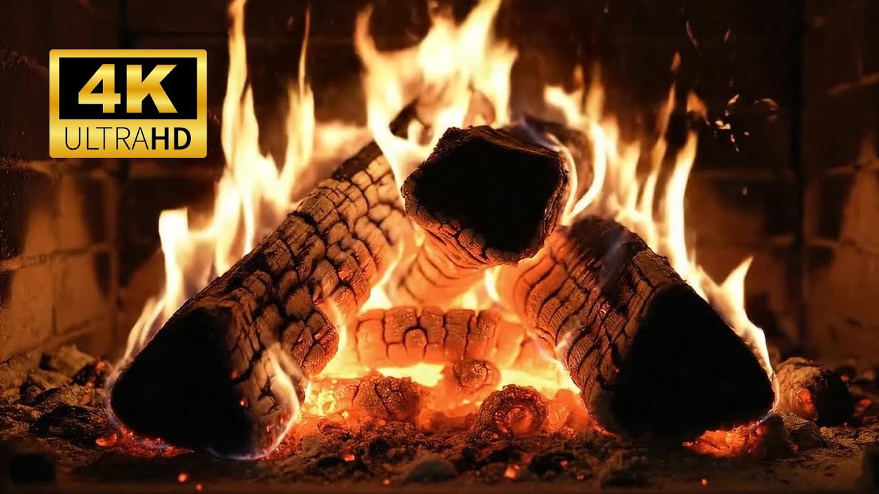 🌙 Cozy Fireplace in 4K | 8 Hour Relaxation with Fire Crackling for Relaxation