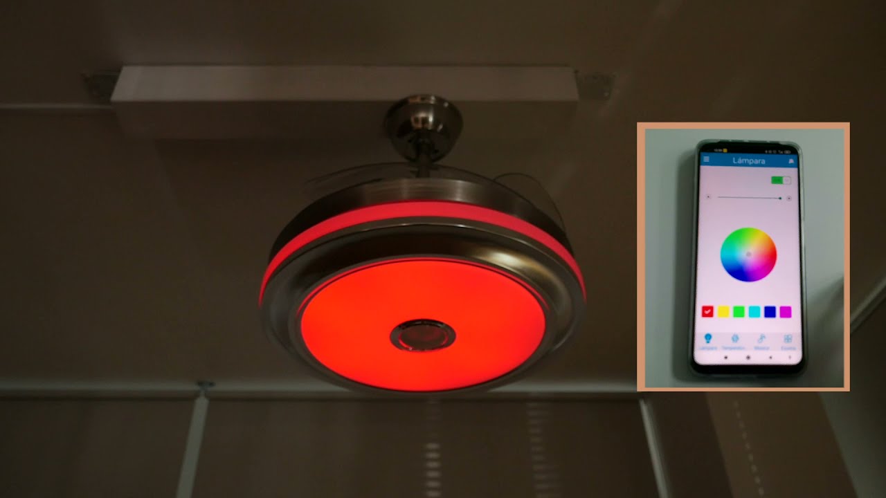 ventilateur de plafond pales escamotable, mesure de puissance sonore et de la ventilation