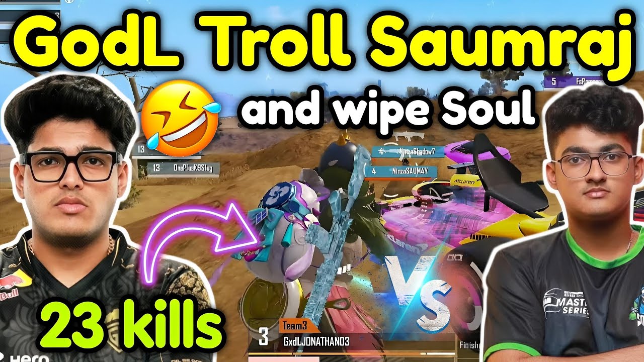Godlike heavy troll Saumraj for Pochinki 🤣 GodL wipe Soul & 23 kills domination 🔥