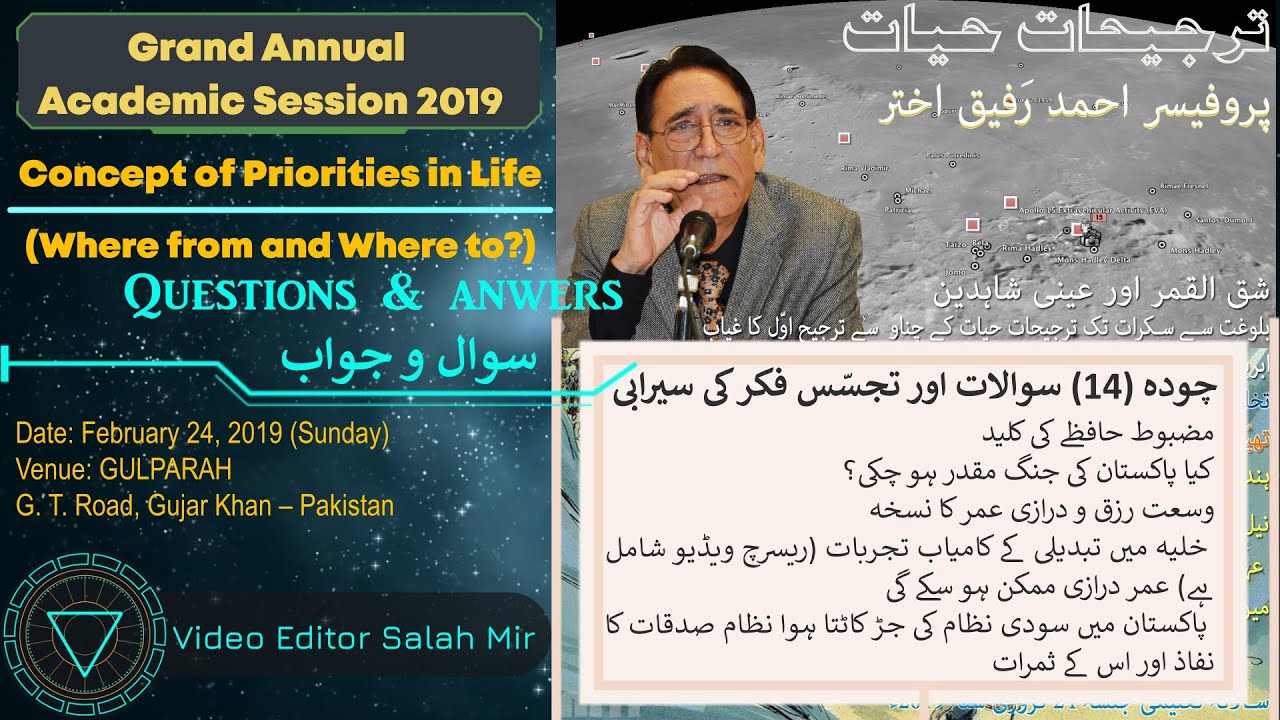 Prof Ahmad Rafique Akhtar Annual session 2019 Q & A | ترجیحات حیات سوال و جواب