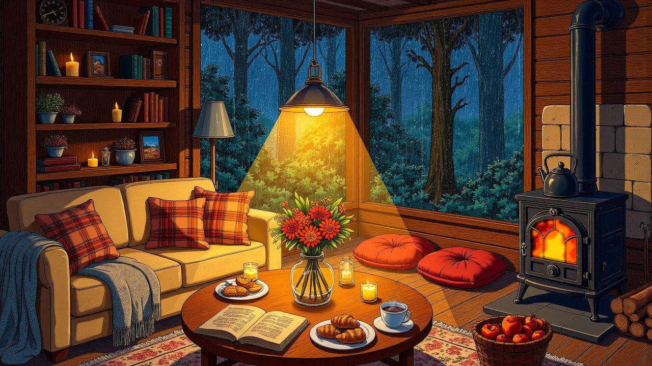 a cozy rainy night listening to oldies playing in another room | 1940s vintage music to relax
