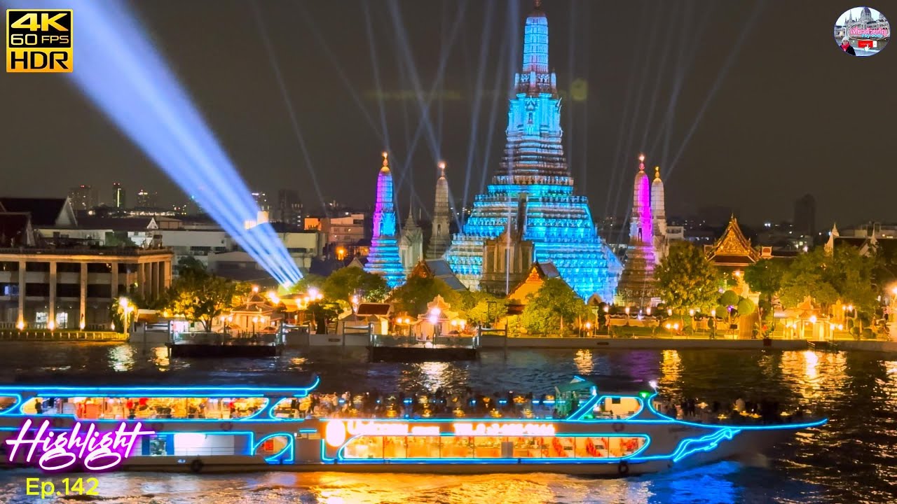 VIJIT CHAO PHRAYA 2025 :วัดอรุณ วัดกัลยาณมิตร ไฟ แสง สี เสียง 4K HDR 60fps Thailand🇹🇭