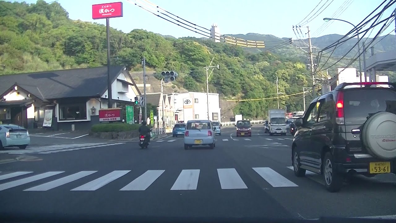 長崎市戸町付近→女神大橋下→小ヶ倉→深堀→香焼→伊王島大橋通過→伊王島メインストリート