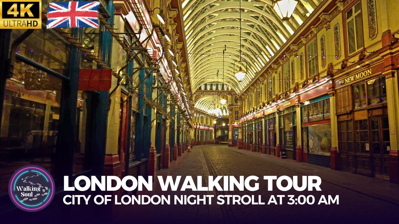 3 AM London Walk 🇬🇧 👣| Night Stroll through Financial District: Liverpool Street to Shard London 🌙