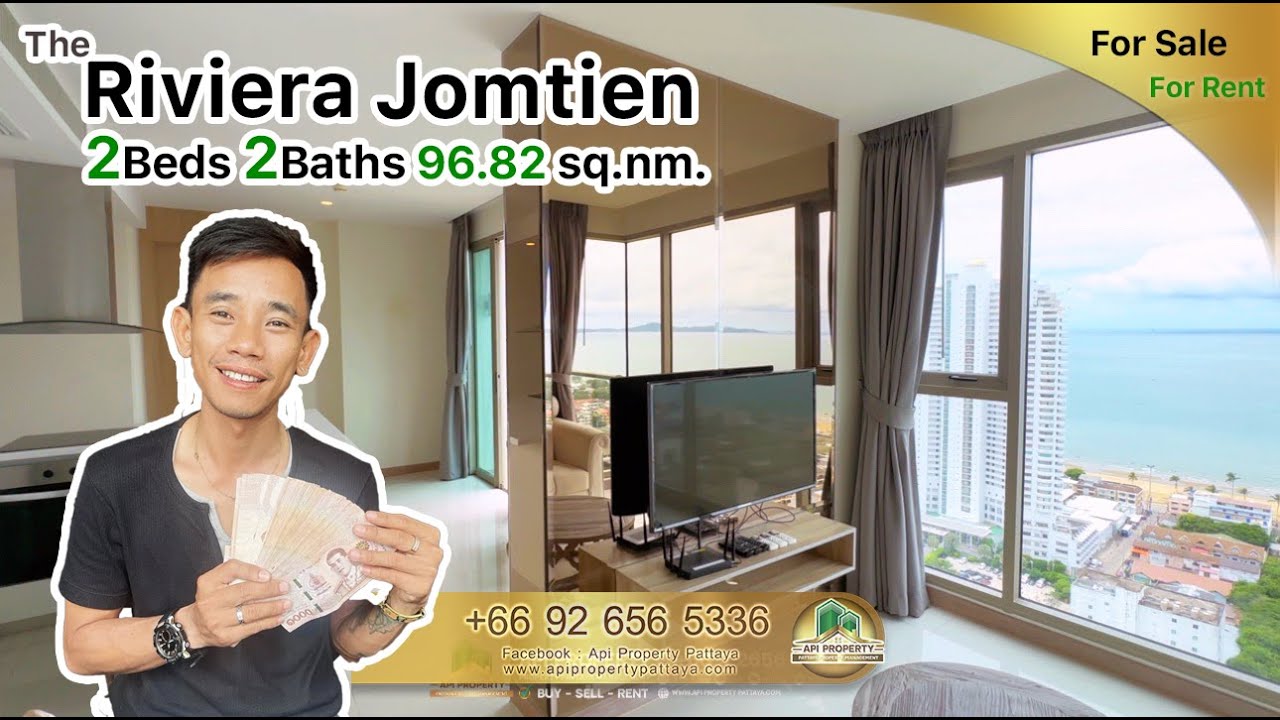 Riviera Jomtien 2Beds 2Baths 96.28sq.m. ,High Floor, Seaview, For Sale & For Rent