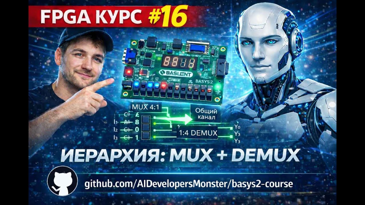 #16 Basys2 — ИЕРАРХИЧЕСКИЙ ДИЗАЙН: MUX + DEMUX (Simple Comms System)  | #FPGA #Basys2 #Xilinx #VHDL