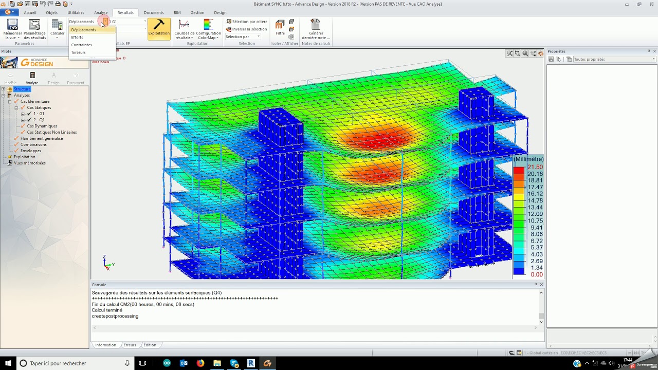 Dans REVIT, récupération et exploitation d'un jeu de résultats Advance Design