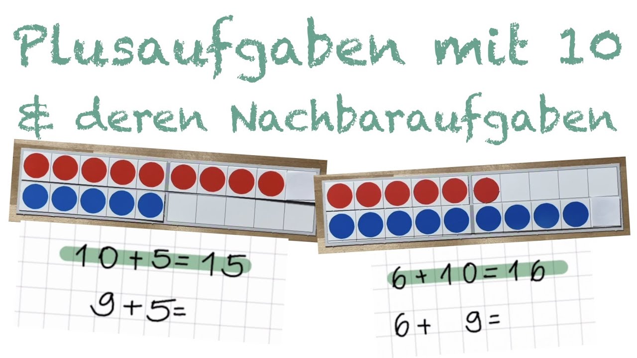 Plusaufgaben mit 10 und deren Nachbaraufgaben Klasse 1 Addition Mathe || Erklärfilm Distanzlernen