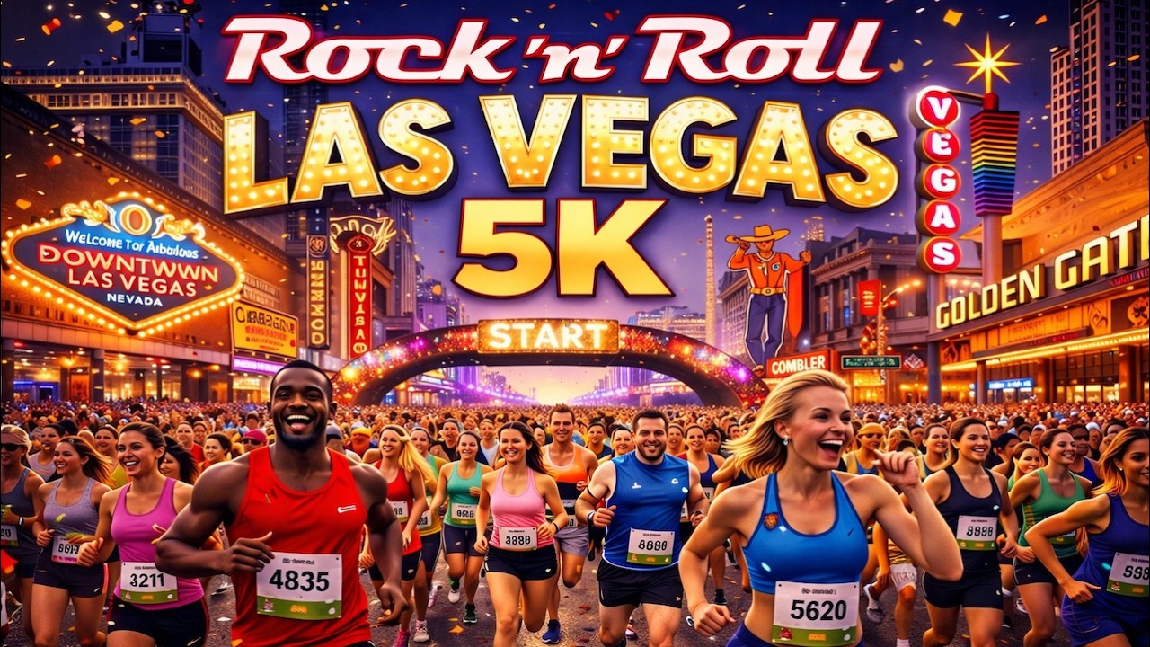 🏃‍♂️ Rock ’n’ Roll 5K Las Vegas Marathon – Mitreißende Stimmung Downtown! 🌟 plus BONUS Feuerwerk