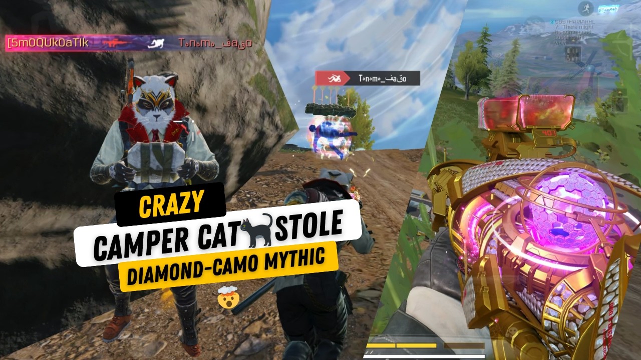 CRAZY CAMPER CAT 🐈‍⬛ LOOTED ENEMY’S DIAMOND-CAMO MYTHIC EM2 🤯 AND OWN THE MATCH