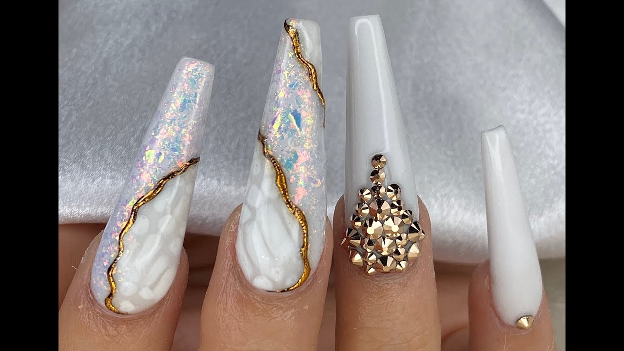 zBlend extremely white, leather gel, zFlake - leather Nails Cách làm da trên móng tuyệt đẹp